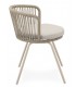 Silla exterior beige en metal y cuerda con cojín incluido. 2
