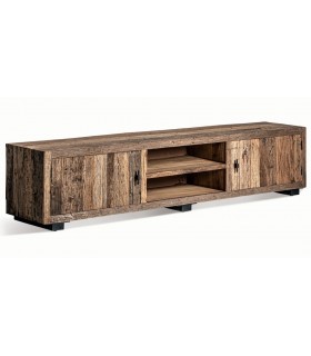 Mueble TV XL colonial de pino envejecido y hierro forjado. Mdmhogar