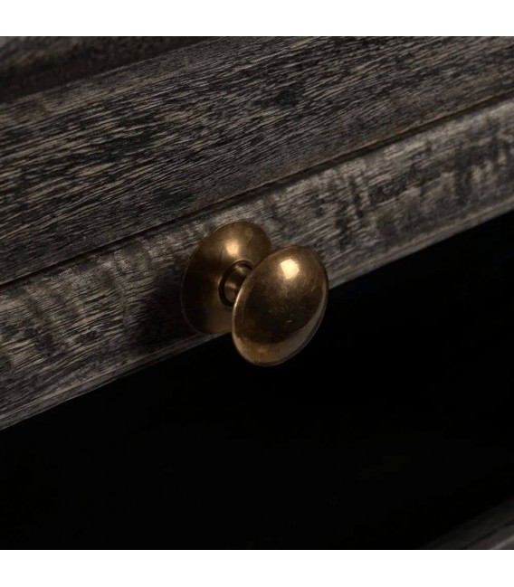 Aparador nogal y mármol travertino con 6 cajones y estantes. 5