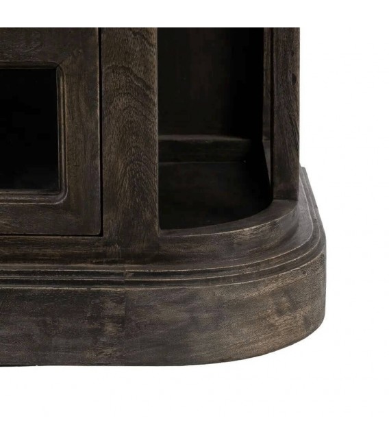 Aparador nogal y mármol travertino con 6 cajones y estantes. 7