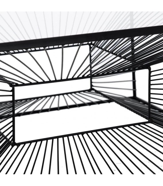 Mesa centro cuadrada de metal negro con tapa de cristal clara. 2