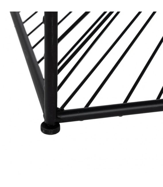 Mesa centro cuadrada de metal negro con tapa de cristal clara. 3