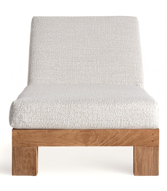 Tumbona exterior de teca reciclada con textil blanco roto técnico. 2