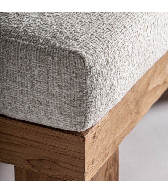 Tumbona exterior de teca reciclada con textil blanco roto técnico. 5