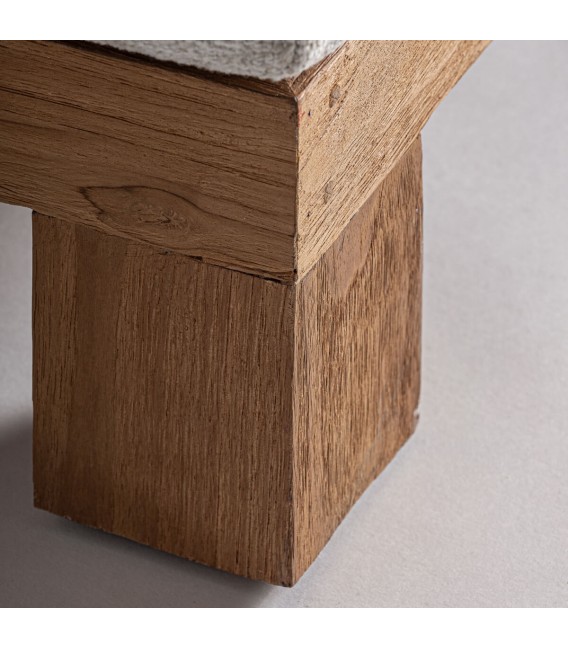 Tumbona exterior de teca reciclada con textil blanco roto técnico. 6