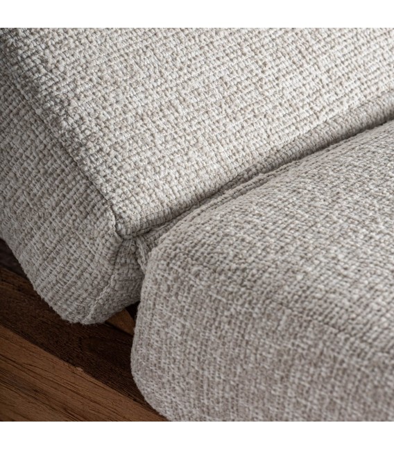 Tumbona exterior de teca reciclada con textil blanco roto técnico. 7