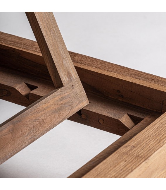 Tumbona exterior de teca reciclada con textil blanco roto técnico. 8