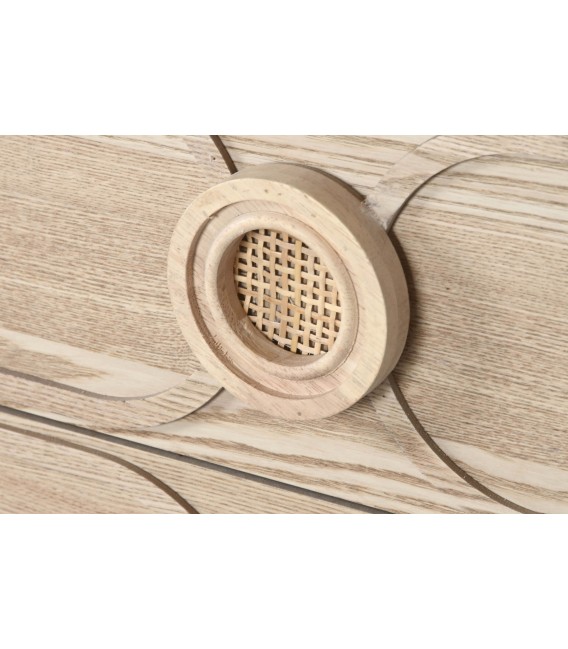Cómoda boho pequeña madera natural tiradores circulares de ratán. 3