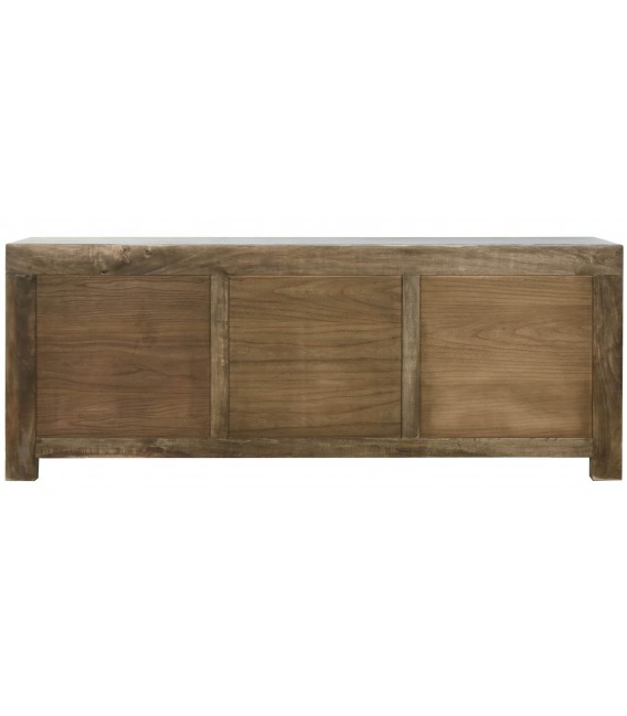 Aparador oriental de madera de olmo decapada azul con gran capacidad. 2