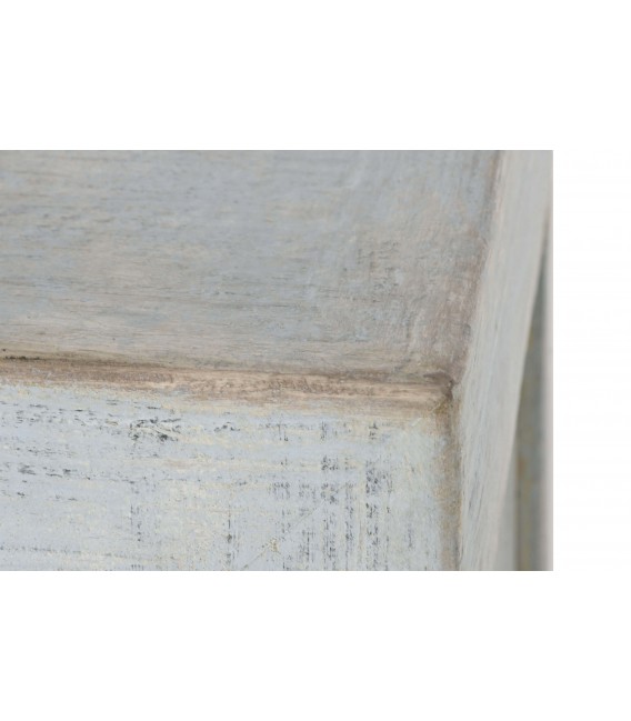 Aparador oriental de madera de olmo decapada azul con gran capacidad. 4