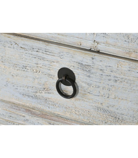 Aparador oriental de madera de olmo decapada azul con gran capacidad. 6