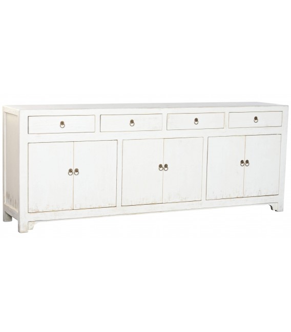 Aparador oriental blanco con 6 puertas y 4 cajones en madera. Mdmhogar