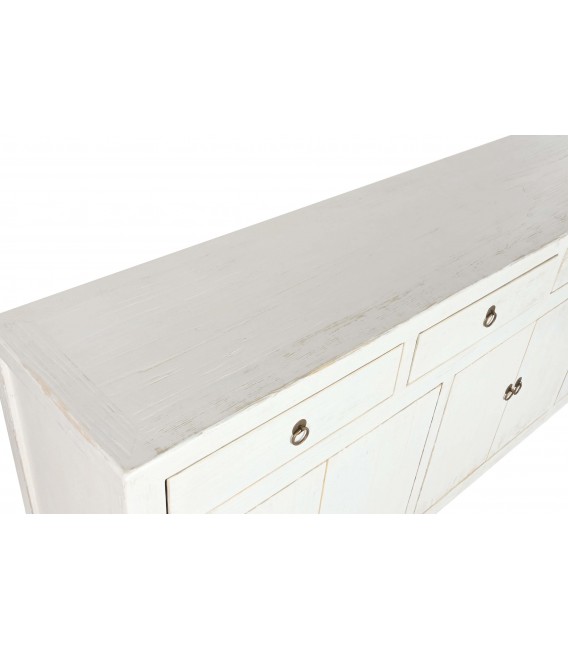 Aparador oriental blanco con 6 puertas y 4 cajones en madera. 3