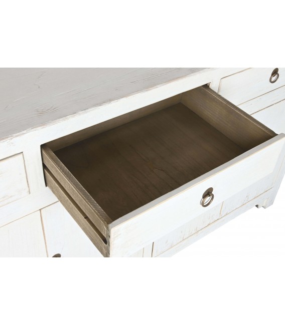 Aparador oriental blanco con 6 puertas y 4 cajones en madera. 4