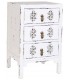 Mesita de noche oriental blanca con 3 cajones y tiradores de bronce.  Mdmhogar