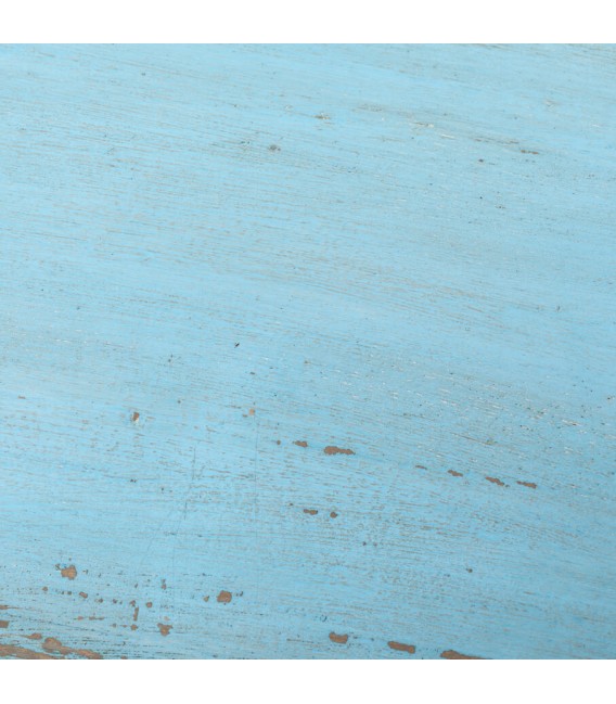 Cómoda azul tallada de madera con 3 cajones y tiradores de bronce. 2