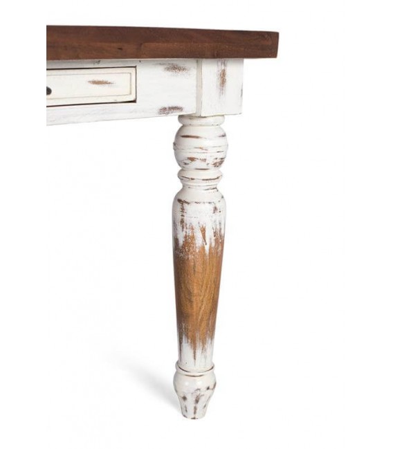 Mesa rústica rectangular XL con tapa nogal y 4 cajones funcionales. 3