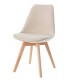 Silla de comedor beige estilo nórdico con patas de madera natural. Mdmhogar