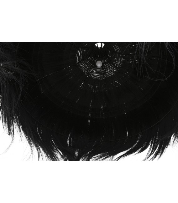 Lámpara de techo XL trenzada a mano en fibras negras. Estilo boho artesanal. 1