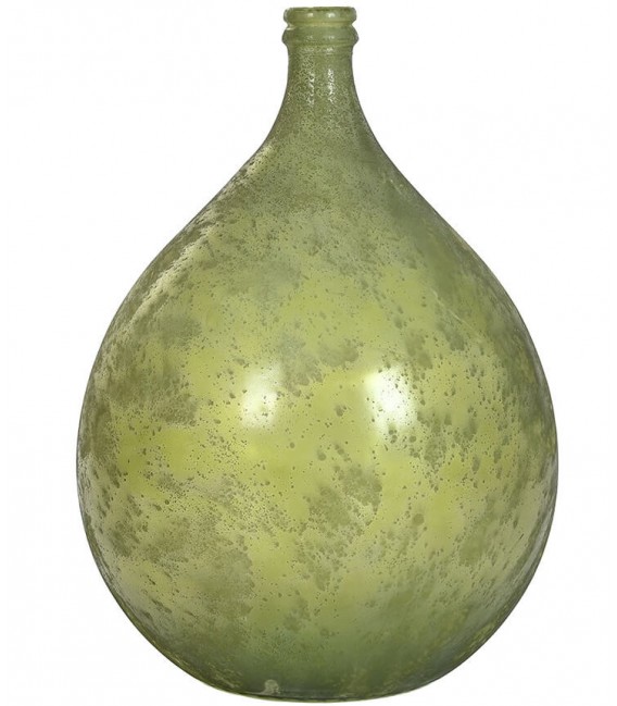 Jarrón de cristal orgánico verde envejecido estilo contemporáneo. Mdmhogar