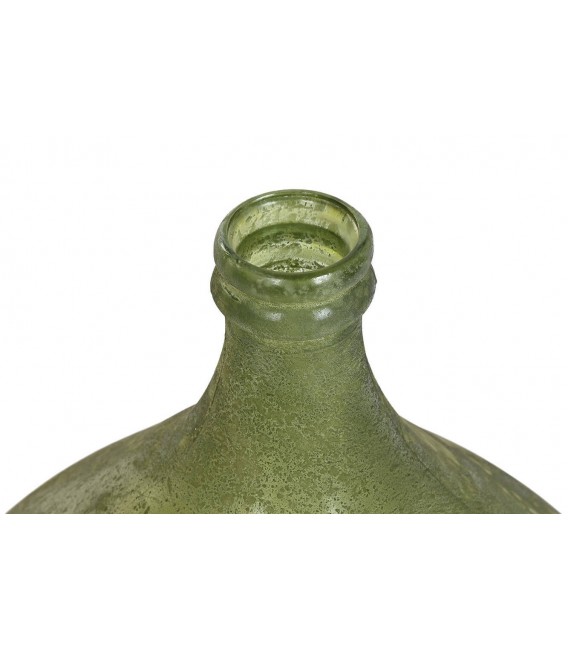 Jarrón de cristal orgánico verde envejecido estilo contemporáneo. 1