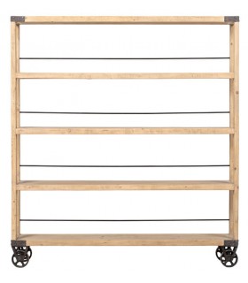 Estantería grande de madera maciza con ruedas, estilo industrial chic. 1