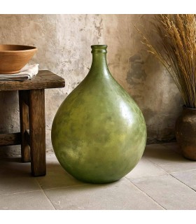 Jarrón de cristal orgánico verde envejecido estilo contemporáneo. Mdmhogar 1