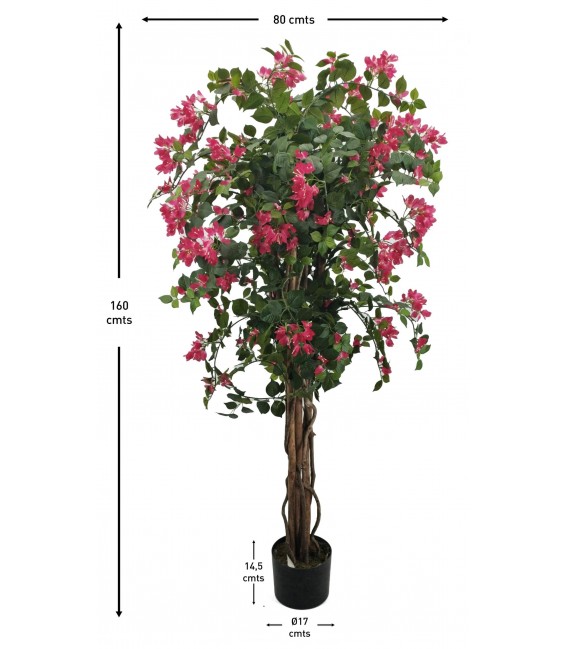 Planta artificial con maceta buganvilla rosa y verde