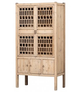 Armario alacena oriental con puertas de celosía y madera natural. 
Mdmhogar