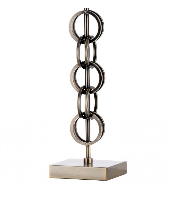 Lámpara de sobremesa metal oro viejo con pantalla textil beige. 3