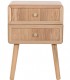 Mesita de noche nórdica con 2 cajones de madera y tiradores dorados.