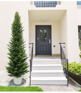 Árbol artificial tipo ciprés con protección UV y maceta negra. Mdmhogar