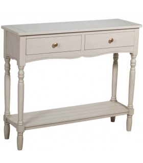 Consola de entrada provenzal beige con 2 cajones y detalles dorados. Mdmhogar