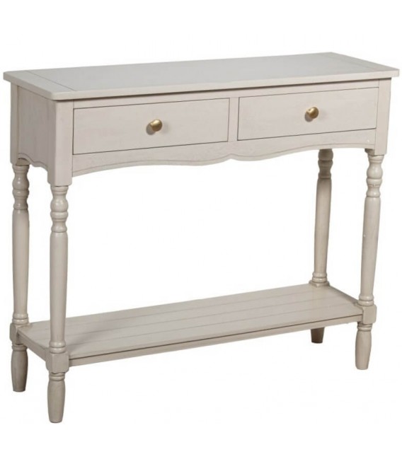 Consola de entrada provenzal beige con 2 cajones y detalles dorados. Mdmhogar