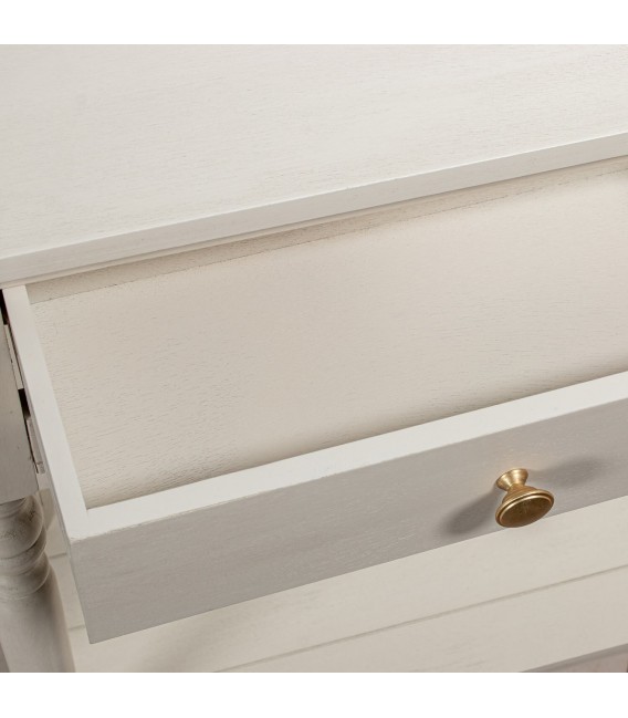 Consola de entrada provenzal beige con 2 cajones y detalles dorados. 3