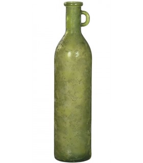 Jarrón alto rústico de cristal orgánico verde envejecido artesanal. Mdmhogar