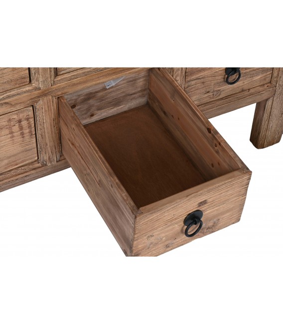 Cómoda oriental de madera maciza con 9 cajones y acabado envejecido. 3