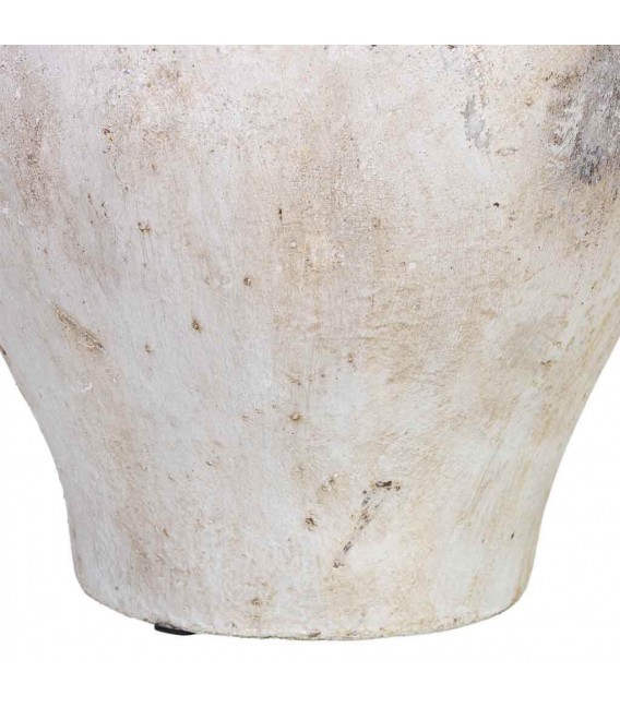 Jarrón vintage de magnesia con acabado cerámico blanco envejecido. 4