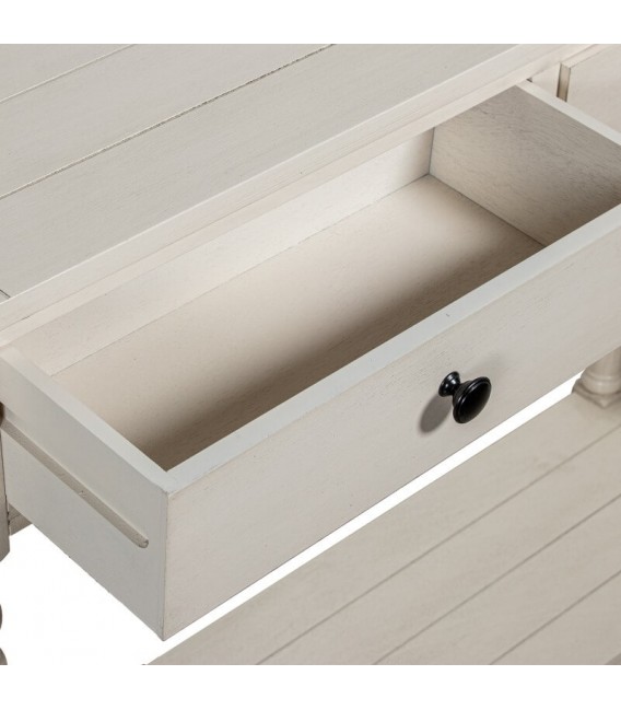 Consola de entrada clásica madera beige 2 cajones y balda inferior. 4
