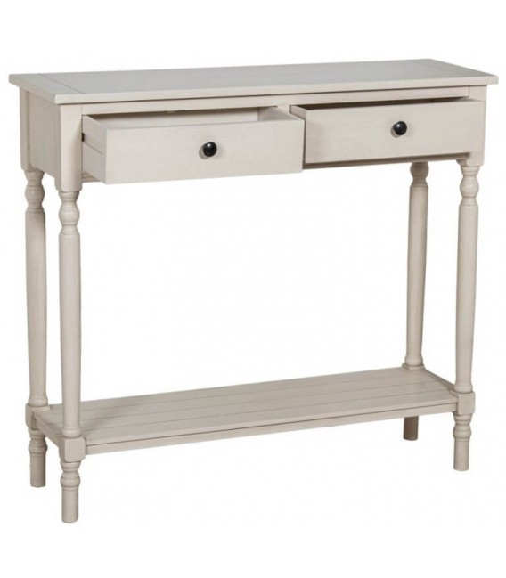 Consola de entrada clásica madera beige 2 cajones y balda inferior. 2