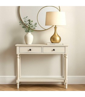Consola de entrada clásica madera beige 2 cajones y balda inferior. Mdmhogar