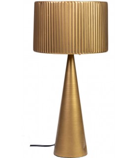 Lámpara de sobremesa art decó de acero con acabado dorado satinado.