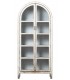 Vitrina curva boho madera decapada en blanco y 2 puertas de cristal.1