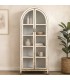 Vitrina curva boho madera decapada en blanco y 2 puertas de cristal. Mdmhogar