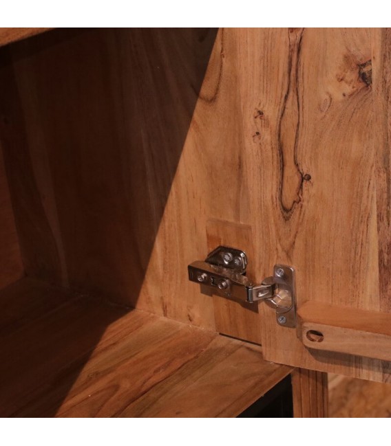 Armario combinado boho madera acacia nogal LED, 2 cajones y 1 puerta. 2