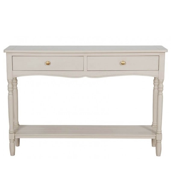Consola entrada provenzal grande madera abeto beige 2 cajones. 1