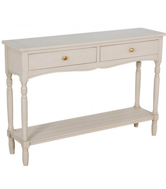 Consola entrada provenzal grande madera abeto beige 2 cajones. Mdmhogar