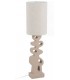 Lámpara de pie baja moderna resina beige y pantalla textil beige. 1