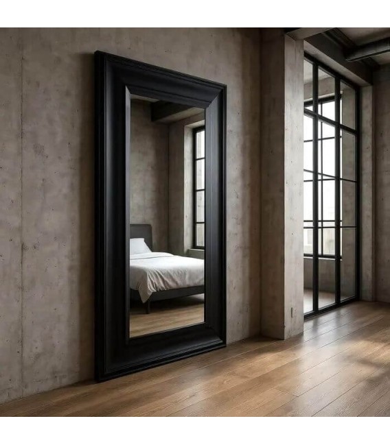 Espejo vestidor XXL colonial madera maciza fresno en negro elegante. Mdmhogar