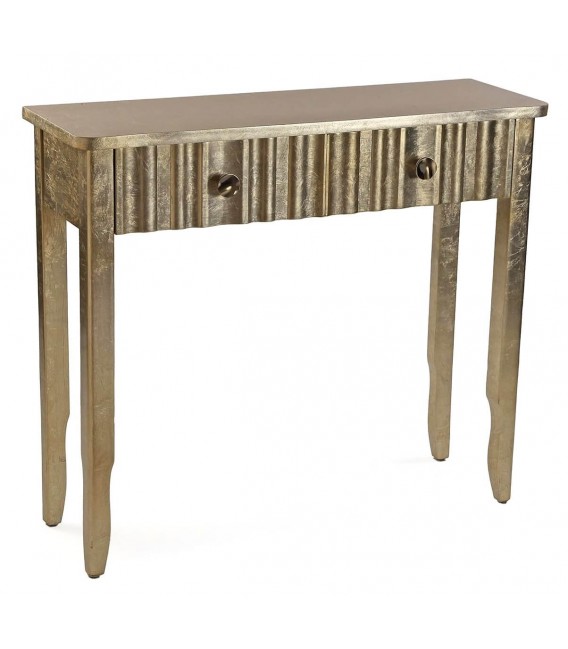 Consola de entrada art decó MDF pan de oro con 2 cajones elegantes.